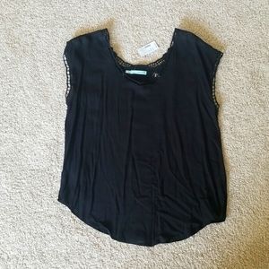 Black crochet detail top